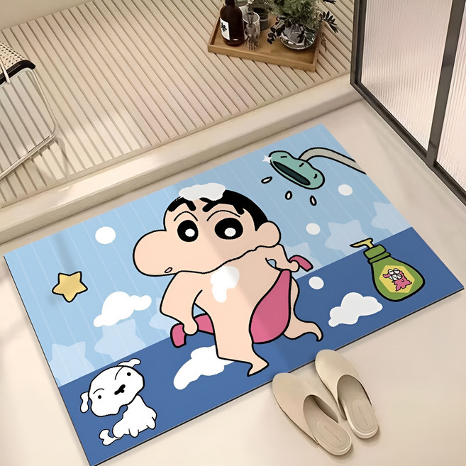 귀여운 인물 욕실 발매트 규조토 발매트, 짱구는 못 말려요 24