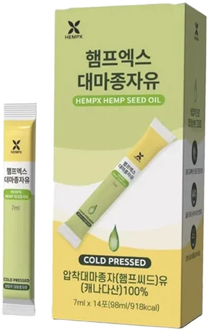 유셀파마 헴프씨드 오일 식물성 단백질 식품 햄프엑스 대마종자유 7ml 14스틱, 14개 - 쿠팡