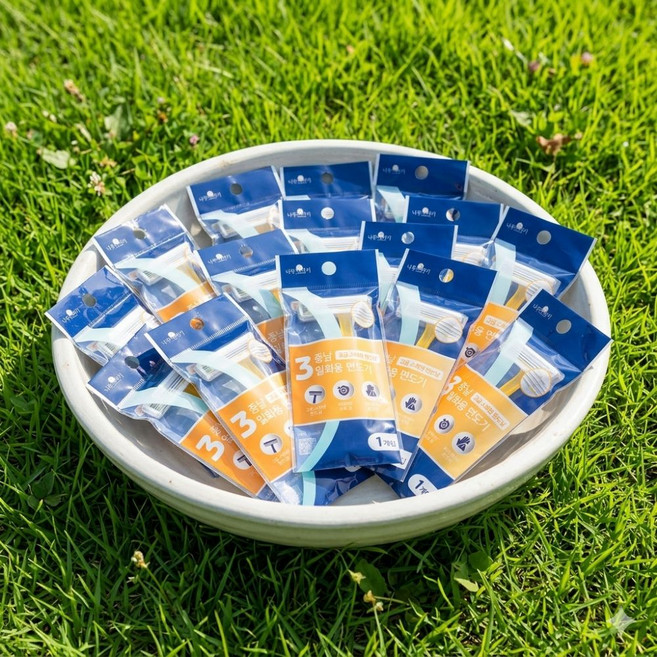 위생 개별포장 고급 3중날 일회용 면도기, 1세트