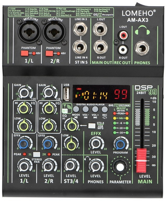 파워드믹서 파워앰프 오디오믹서 앰프내장 스피커 미니 휴대용 효과 채널