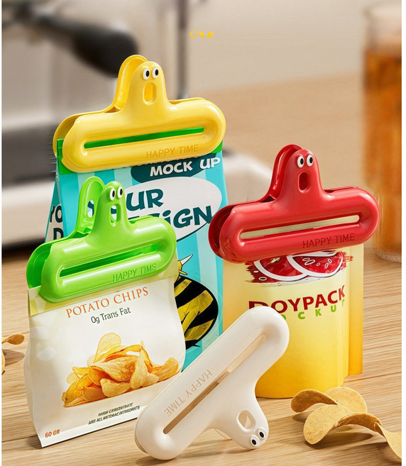 VERNA 다용도 주방 집게 식품 밀폐 집게, 4개, 멀티 컬러