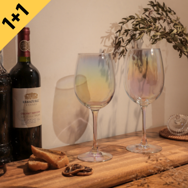 홈파티 오로라 와인잔 2P 홀로그램 350ml 470ml 580ml, 2개