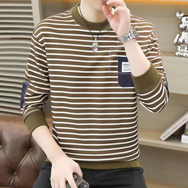 휠렉스 남자 봄 줄무늬 긴팔 티셔츠 Y1112