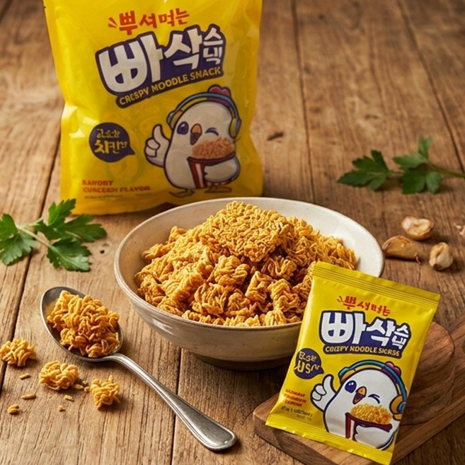뿌셔먹는 빠삭스낵 고소한 치킨맛 라면과자, 2개, 264g