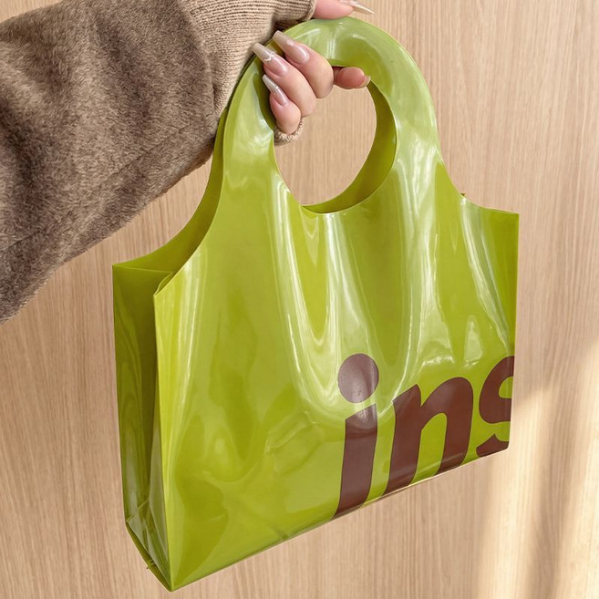 ins 服裝店手提袋 加厚防水塑料袋, 1個, 金合歡ins(50個裝)大號43*55側9