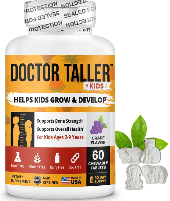 Doctor Taller Kids - Support Healthy Growth of Kids with Multivitamins and Multiminerals, 1개, 60 Tablets - Animal Shapes, 60정 - 쿠팡