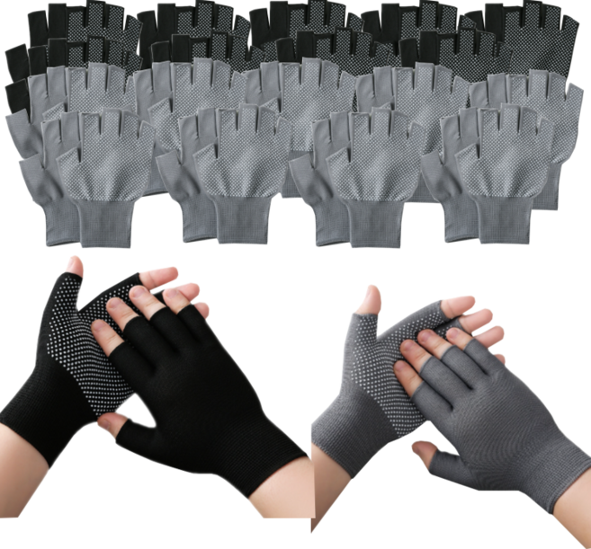 다용도 등산 운동 낚시 운전 엠보싱 작업용 도트 반장갑 20개, 블랙10p 그레이10p, 20세트