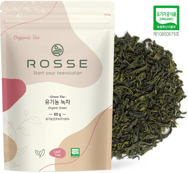 로쎄 유기농 녹차 리필용 파우치, 1개, 1개입, 60g