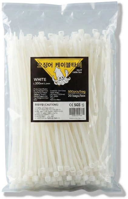 오징어 케이블타이 화이트 300mm 500개, 1세트