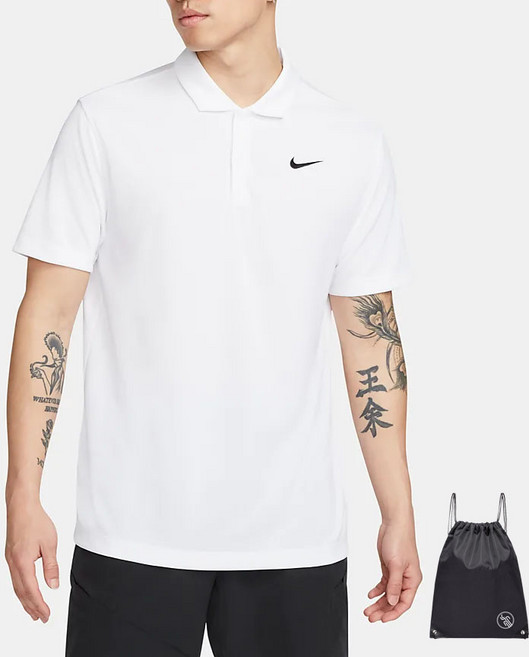 나이키 국내정품 클래식한 스타일의 드라이핏 폴로 나이키 코트 화이트(PG다용도가방세트)