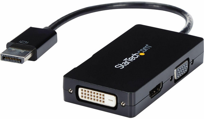 StarTech com 3 in 1 Mini DisplayPort 어댑터 - 1080p - 모니터용 Mini DP / to HDMI / VGA / DVI 스플리터 MDP2VGDVH, Black_DisplayPort (Input) | Di, 디스플레이 포트 어댑터, DisplayPort Adapter, 1개