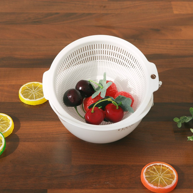 일본 나카야 이중채반(S) 700ml K535 선택1(과일 야채 미니채반), 화이트