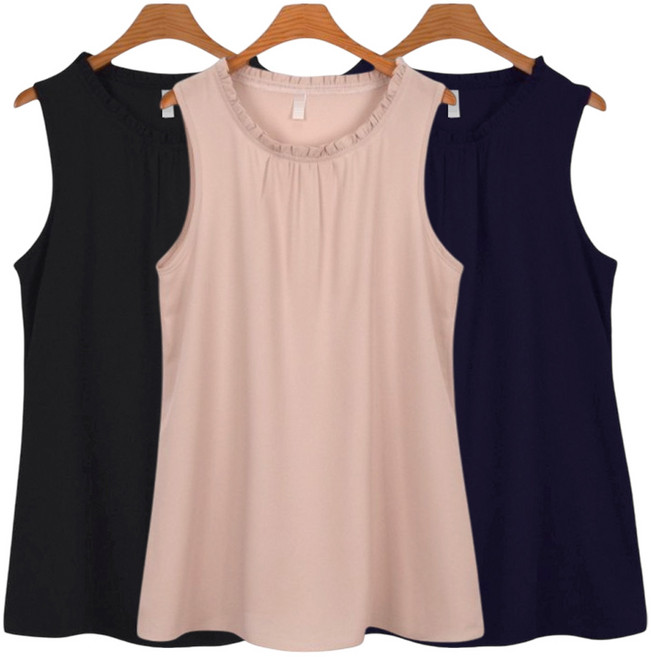 마마걸 프릴나시 빅사이즈여성의류 큰사이즈나시 중년나시 여름나시 쉬폰나시 큰사이즈 마담의류 88사이즈 중년여성의류 빅사이즈오피스룩