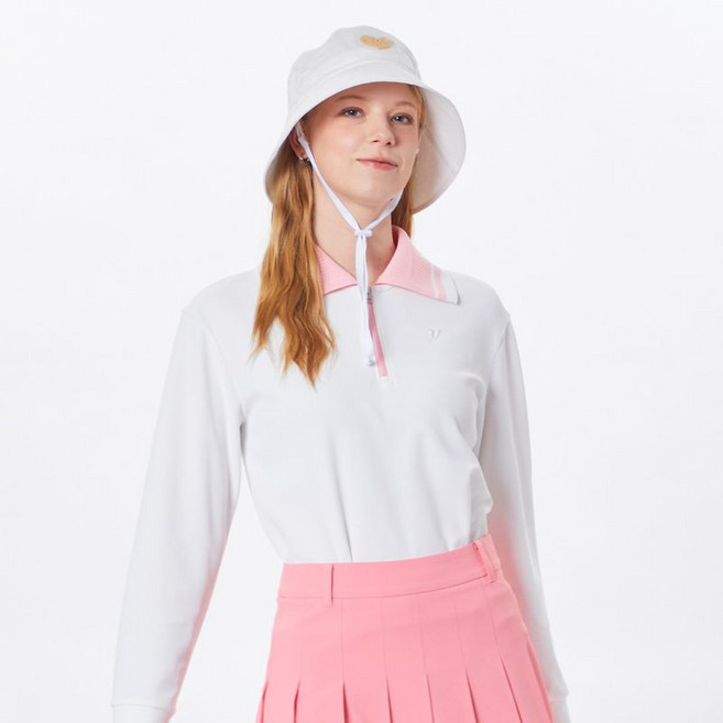 볼빅 어패럴 여성 골프 니트 윙카라 반집업 긴팔 티셔츠 VLTSO203 OW