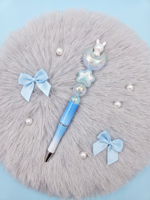 볼펜꾸미기 완제품 볼꾸완제품 동대문볼꾸 예쁜볼펜, 1개, 달토끼(파랑)