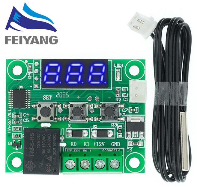 10 pcs w1209 dc 12 v 레드/블루 히트 쿨 온도 서모 스탯 온도 제어 스위치 온도 컨트롤러 전자 부품 액세서리 소스, BLUE display