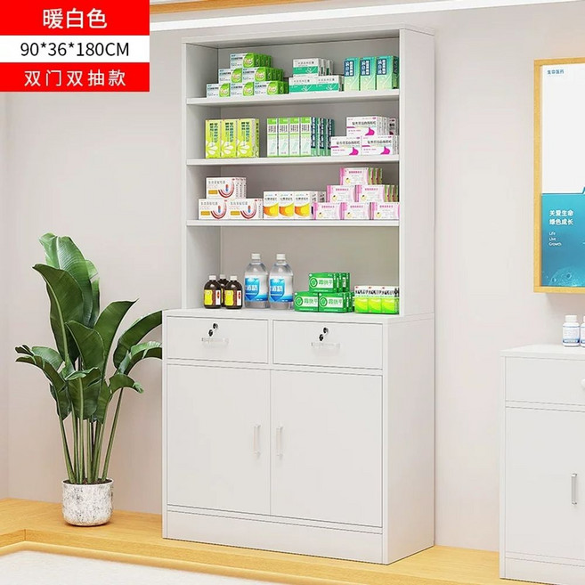 약장 보관함 시약장 약품 진료소 병원 진열대 캐비닛형80cm-화이트 선반, D. 903680cm 따뜻한 흰색 수납장 포함 더블 서