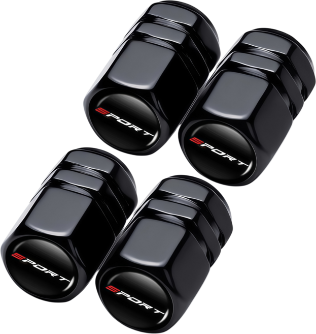 자동차 타이어캡 에어캡 밸브캡 원형 SPORT, SPORT-블랙Black, 4개