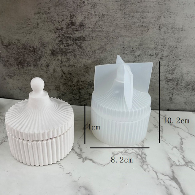 라운드 스트라이프 화분 실리콘 몰드 DIY 콘크리트 시멘트 석고 보관 상자 양초 항아리 주조 금형 UV 에폭, 04 06, 1개