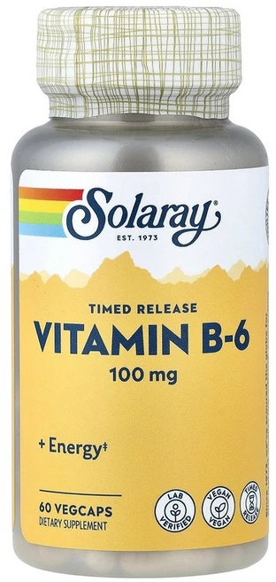 쏠라레이 비타민B6 서방형 100mg 60 베지캡슐, 알약/캡슐, 성인남녀공용, 60정, 2개 - 쿠팡