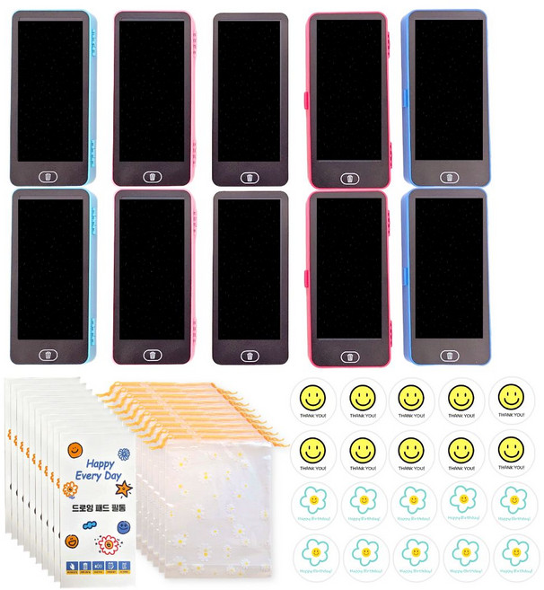 [미포리댁] 어린이집 생일 답례품 선물 유치원 구디백 유아 LCD 드로잉패드 필통, 10개, 드로잉패드 필통+데이지 조리개 세트