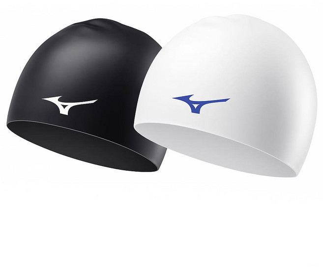 미즈노 실리콘 수영 모자 빅사이즈 대형 대두 긴머리 수모, 화이트, 1개