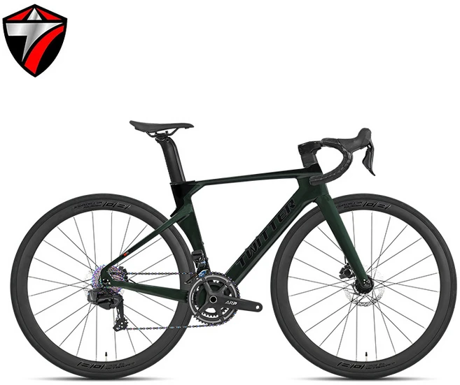 트위터 R5Pro 파이널 풀카본 로드 자전거 휠탑 무선 24단 전동 변속기, 1개, 43.5cm, 딥그린 알루미늄 휠셋 - 쿠팡