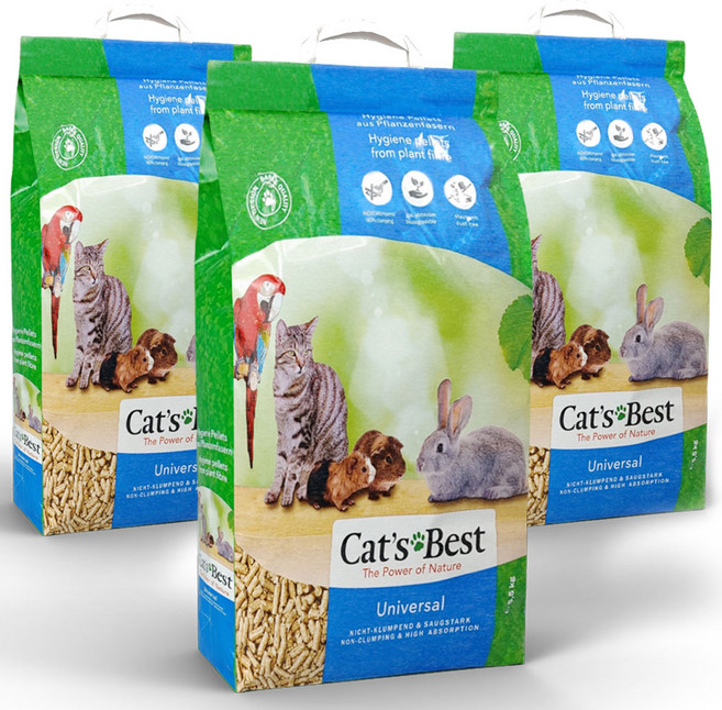 캣츠베스트 유니버셜 우드펠렛 베딩 고양이모래, 5.5kg, 3개, 나무향