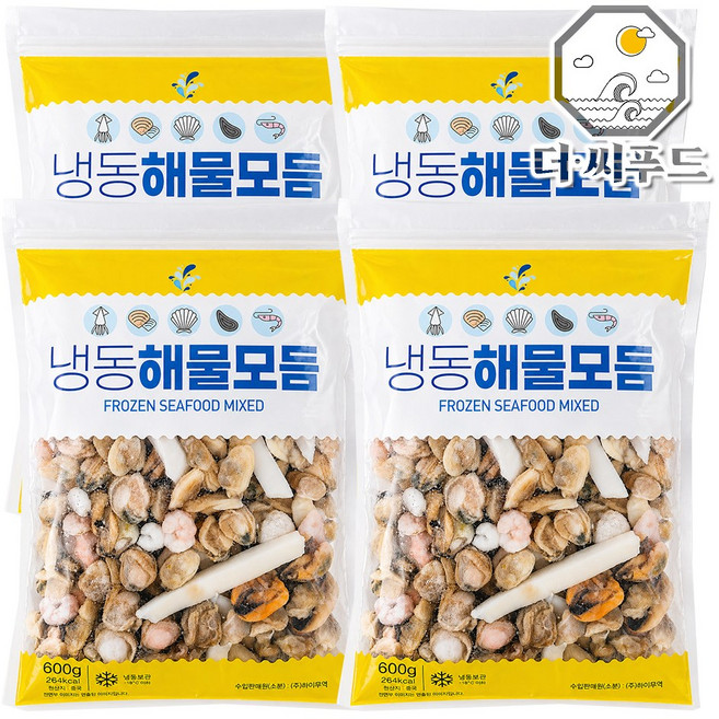 신선하고 간편한 지퍼백 해물모듬 냉동 해물믹스 모둠, 4개, 600g