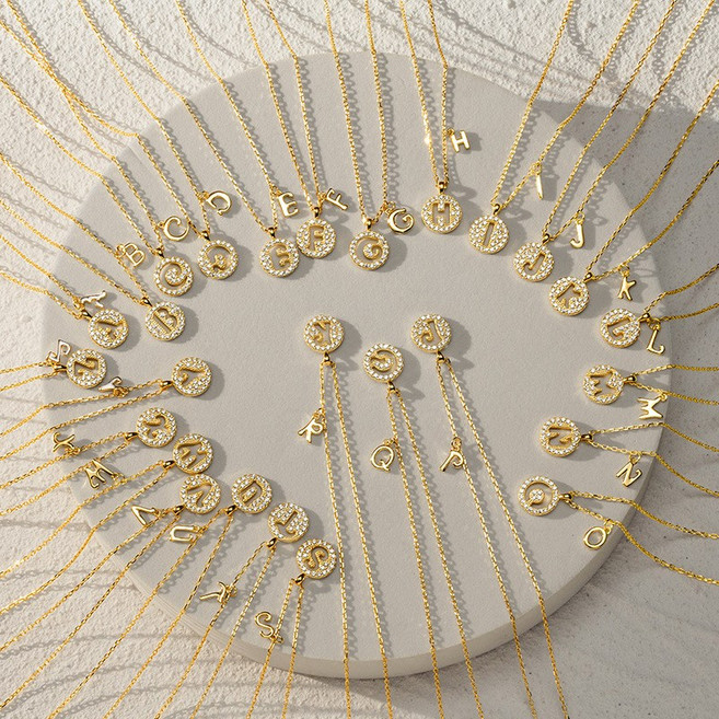 꽃소담 이니셜 알파벳 925 은목걸이 큐빅 체인 쇄골 목걸이 남친 여친 선물 기념일 커플 실버 목걸이 HZHF3144