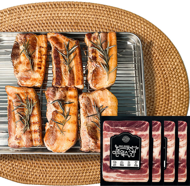 오늘은! 통삼겹살/통오겹살, 삼겹, 4개, 300g