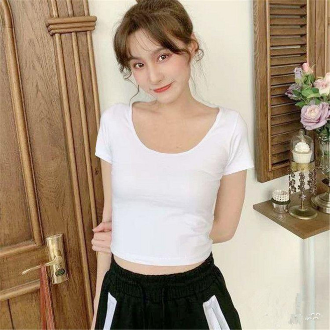 第2代 莫代爾瑜伽舞蹈服u領交叉美背性感跑步運動t恤女短袖短款高腰上衣