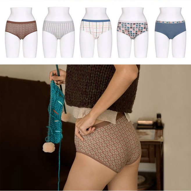 라페어 팬티 스탠다드 취향 집주인 나염 인견 블루 5종