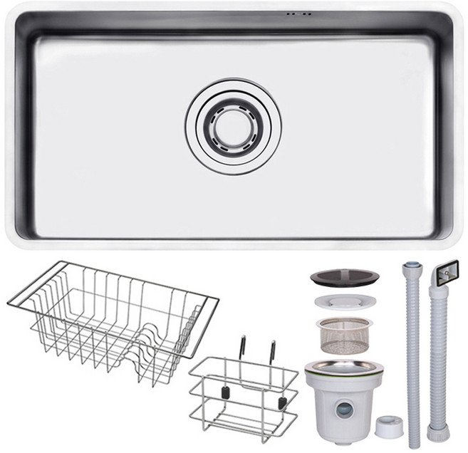 리젠스 사각싱크볼 LQ840 싱크볼 씽크대 주방 리모델링 교체, 1세트, 배수구 좌측