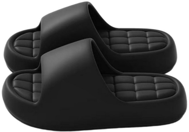 제이드슈 EVA 엠보싱 실내화 가벼운 거실 슬리퍼 쿠션 거실화, 1개, 블랙