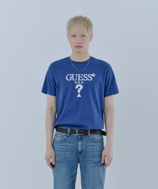 GUESS [CORE] 4color 유니 발포 무테 삼각 반팔 티셔츠 MQ2K8435
