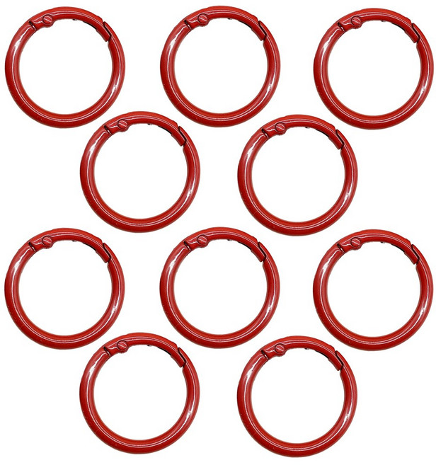 원터치 오픈 33mm 오링 고리 키오링 키링 열쇠고리 부자재 가방 연결고리, 10개, 레드
