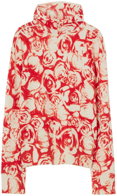 버버리 로즈 패턴 울 플리스 후디