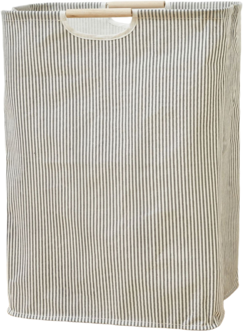 쉬어가게 우드핸들 패브릭 접이식 빨래바구니 세탁수납함, Gray