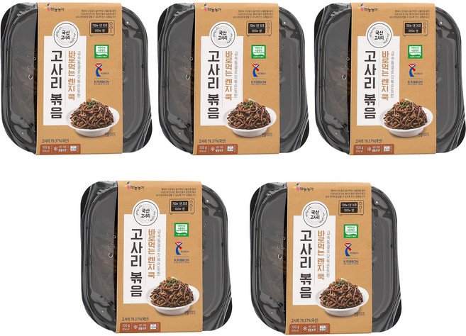 하늘농가 나물반찬 바로먹는렌지쿡 고사리볶음 5팩, 100g, 5개