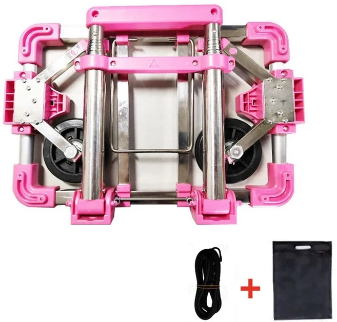 접이식 쇼핑 카트 휴대용 노인용 식료품 단열 옥스포드 천 가방 수하물, 01 Pink