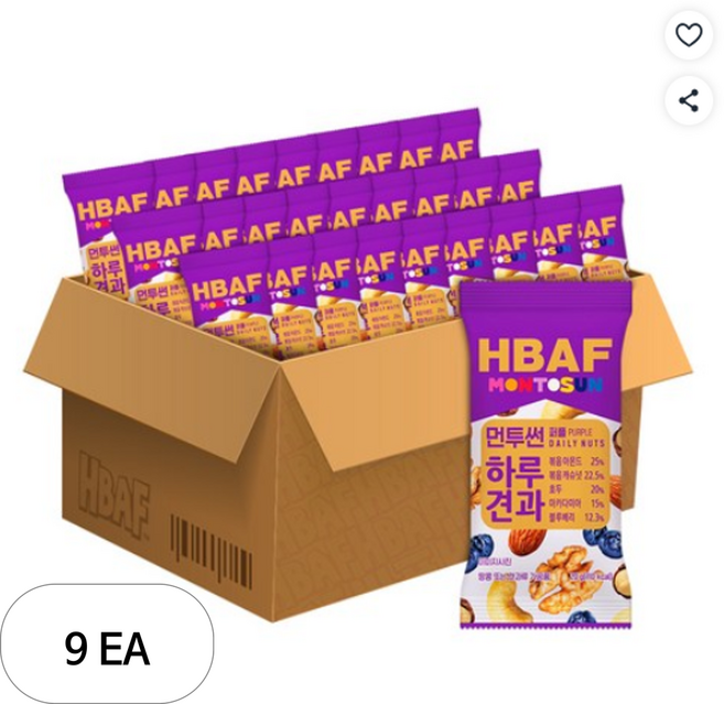HBAF 하루견과 먼투썬 퍼플, 2kg, 9박스
