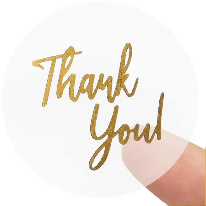 투명 금박 떙큐스티커 500PCS, 1개, 투명원형