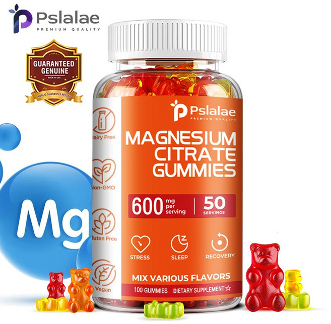 1회 제공량당 600mg의 비타매틱 마그네슘 젤리 - 휴식 근육 뼈 에너지 지원, 1개, 60정