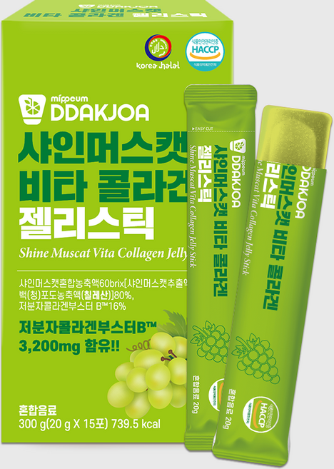 DDAKJOA 샤인머스캣 비타콜라겐 젤리스틱, 15개, 20g