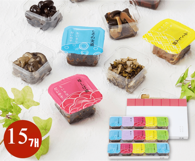 일본 츠케모노 9종 15개세트 밑 반찬 채소 절임 전통집 고급 쓰케모노 선물세트, 1개, 1kg