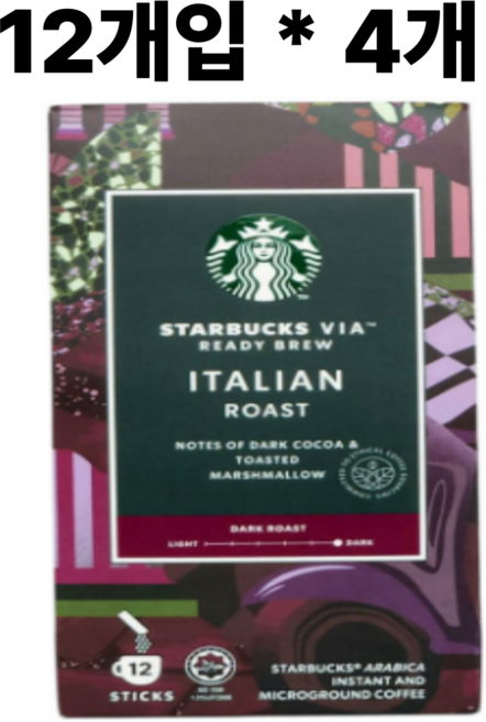 스타벅스 비아 이탈리안 로스트 VIA, 4개, 12개입, 2.1g