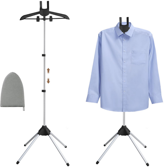 접이식 스팀다리미 옷걸이 거치대 스탠드 핸디형 다리미판 포함 높이조절 가능, 블랙