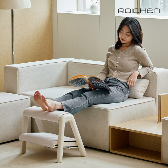 로이첸 2단 지압 발받침대 사무실 책상 의자 다리거치대 + 패브릭 쿠션커버, 발받침대(클라우드)+커버(클라우드)