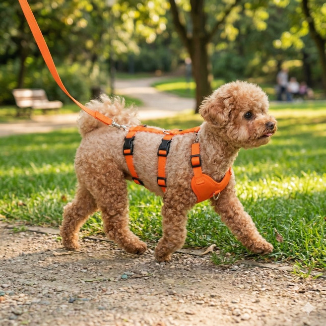 미르팩토리 강아지 소형견 관절보호 슬개골 앞섬방지 가슴줄 h형 하네스, 오렌지, 1개